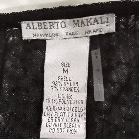 ALBERTO MAKALI BLACK/WHITE BOAT NECK EMBELLISHED BATWING WOMEN TOP SIZE M - Picture 2 of 11